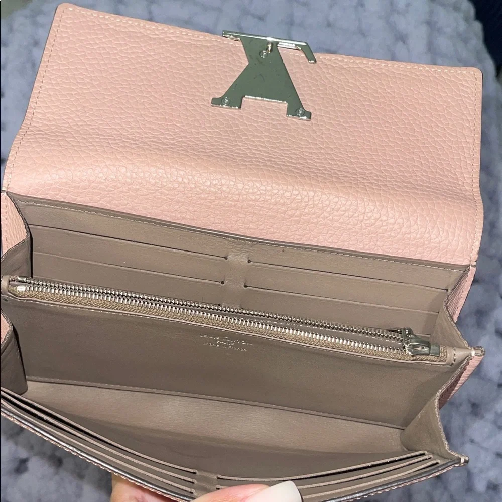 Louis Vuitton Pink & Silver Leather Wallet